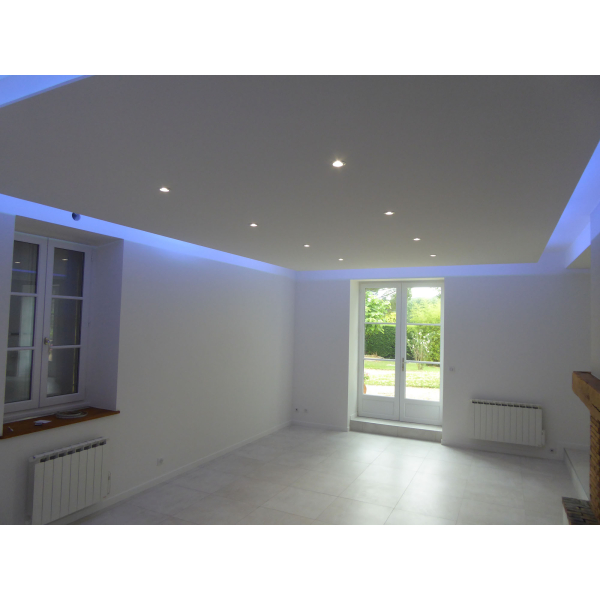 Rénovation de maison, faux plafond LED - Lentilly